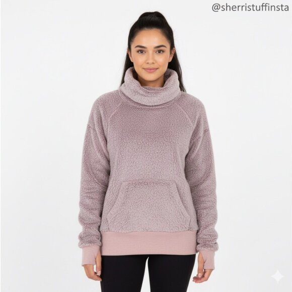 Z By Zella Womens Sherpa Cowl Neck Pullover Sweatshirt Lavender Medium M - Picture 1 of 9